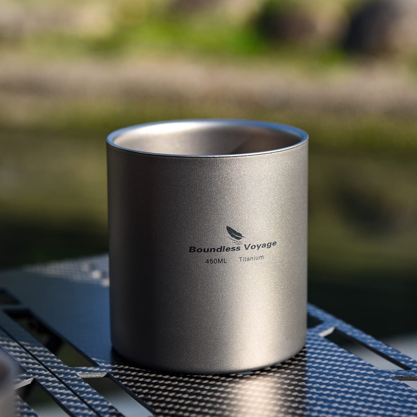 iBasingo 300ml Titanium Double-Walled Cup Ultralight Camping Tea Coffee Mug Metal Cold Hot Insulated Drinking Mug Portable Tableware for Outdoor Travel Hiking Backpacking Picnic Daily Used Ti3029D