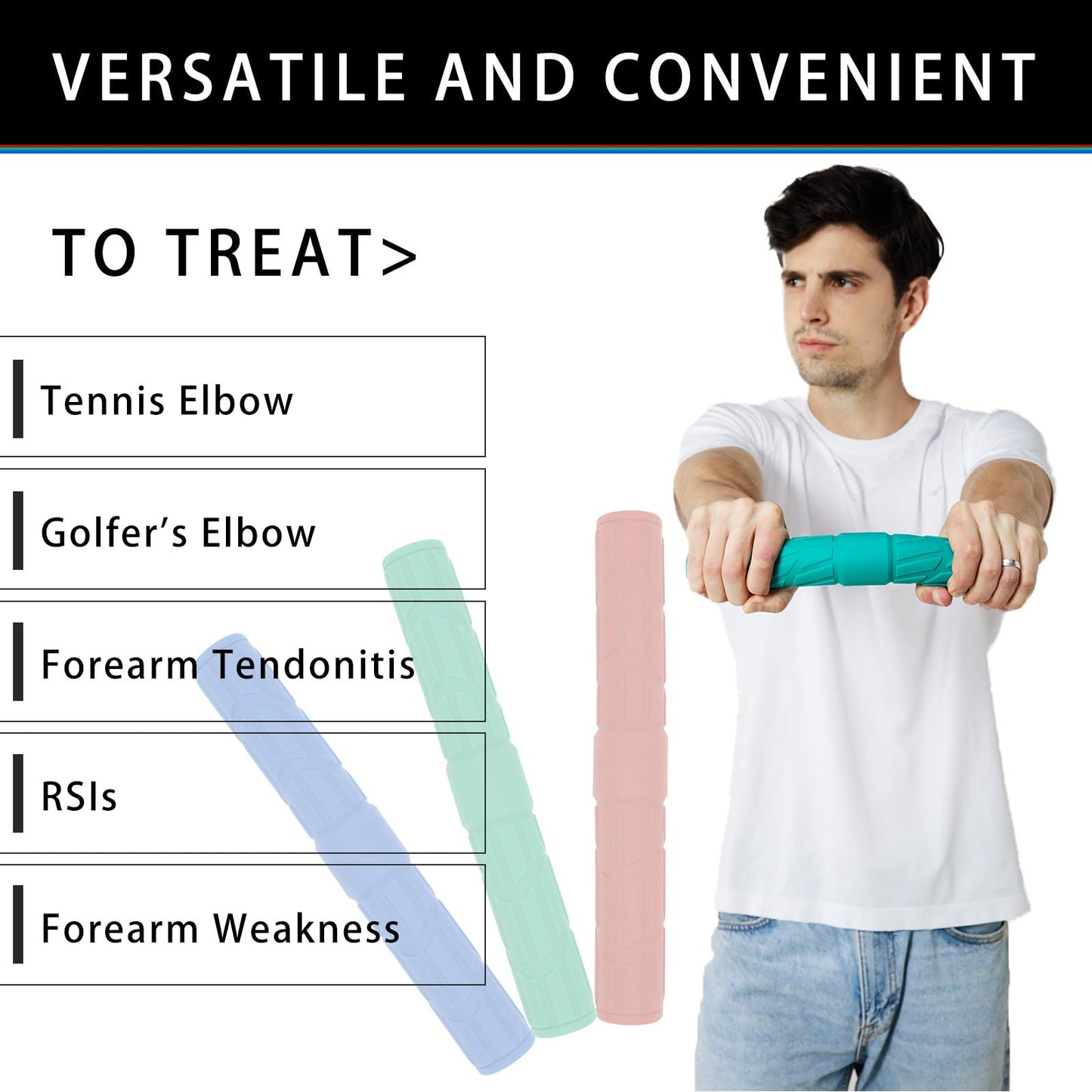 Flex Therapy Bar for Physical Therapy, Resistance Bar Relieves Tendonitis Pain,Hand Therapy Bar for Tennis Elbow, Golfer's Elbow, Wrist, Forearms Pain Relief