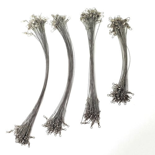Tgpiao 80Pcs Fishing Leaders,Nylon-Coated Fishing Line Wire Leaders with Swivels and Snaps Connect Lures Rig or Hooks, for Saltwater and Freshwater,Fishing Gift,4Size (Silvery)