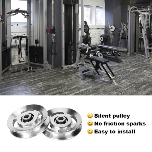 awliye 2 Pcs Aluminum Pulley Wheel, Fitness Cable Pulley Wheel 88mm /3.5 inch Universal Aluminium Alloy Bearing Pulley Wheel Pulley Replacement Wheel for Cable Machine Home Gym Attachments Part