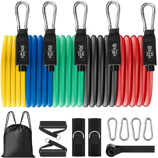 Homdat Exercise Bands, Resistance Bands for Working Out with Handles for Men Women, Exercising Bands for Fitness with Door Anchor, Handles, Legs Ankle Straps for Muscle Training, Shape Body (150lbs)