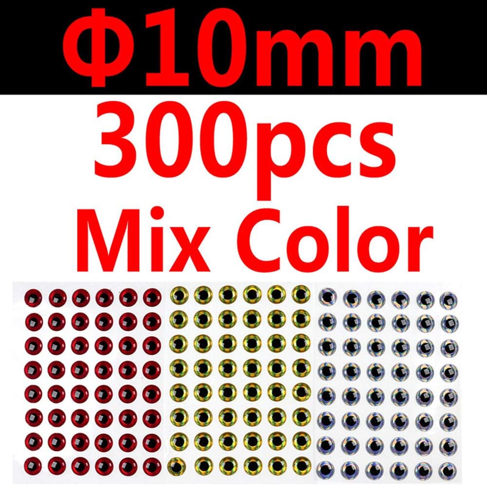 wifreo 300PCS 3D Bionic Fish Eyes Fly Tying Material Lure Eyes 2mm 3mm 4mm 5mm 6mm 7mm 8mm 9mm 10mm
