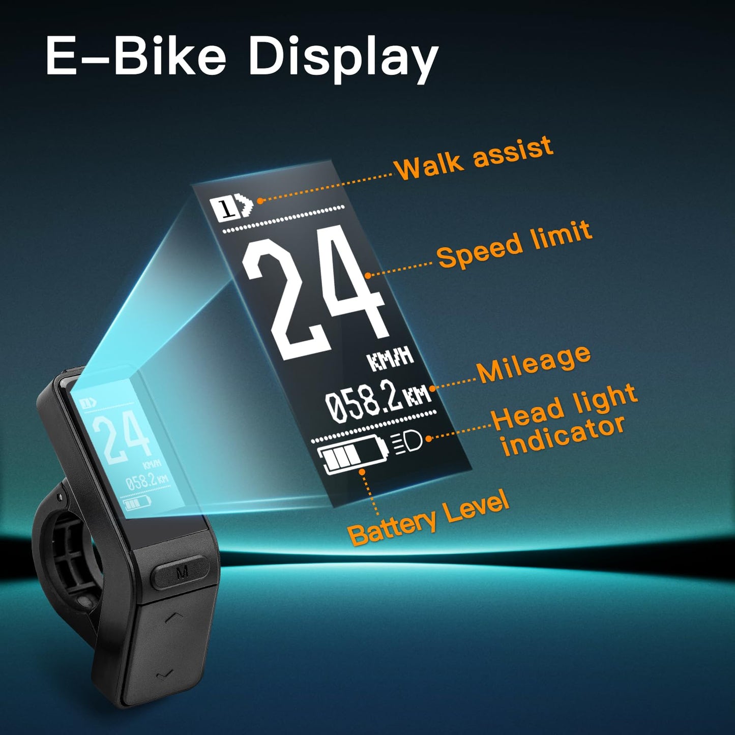 Bafang Display for BBS02B Motor Mid Motor 0-9 Pedal Assist Levels eBike Computer Display with UART Protocol