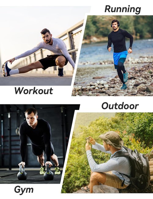 baleaf Men's Long Sleeve Running Shirts Sun Protection UV UPF 50+ T Shirts Workout Athletic Gym Quick Dry Zip Pocket Black XL
