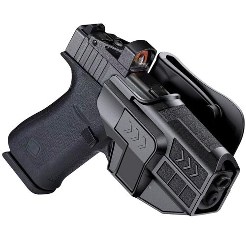 OWB Holster for Glock 43 43X 48, G43X MOS, G48 MOS, Adjustable Tightness Paddle Holster Optic Cut, Index Finger Release Right Hand, Black