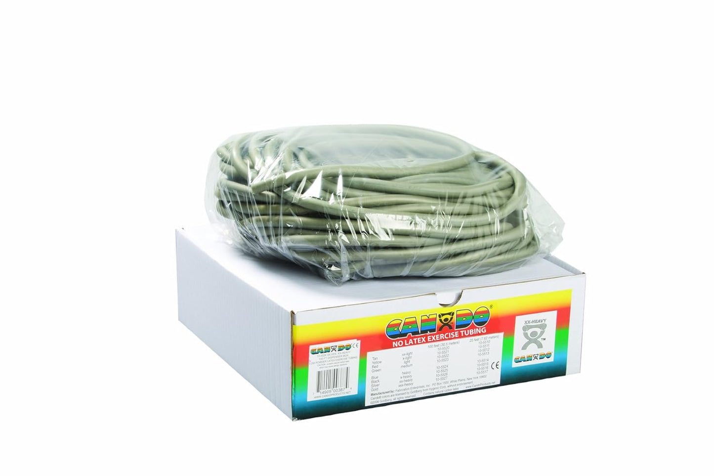 Cando 10-5723 Green Latex-Free Exercise Tubing, Medium Resistance, 100' Length