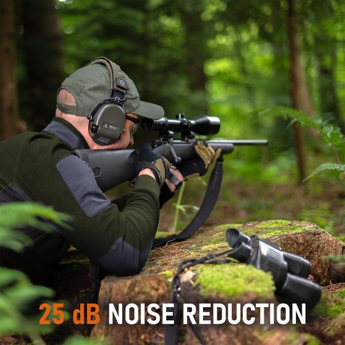 Sordin ACE Schakal Electronic Capsule Hearing Protectors - for Hunting & Shooting Sports - Green Headband & Green Capsules