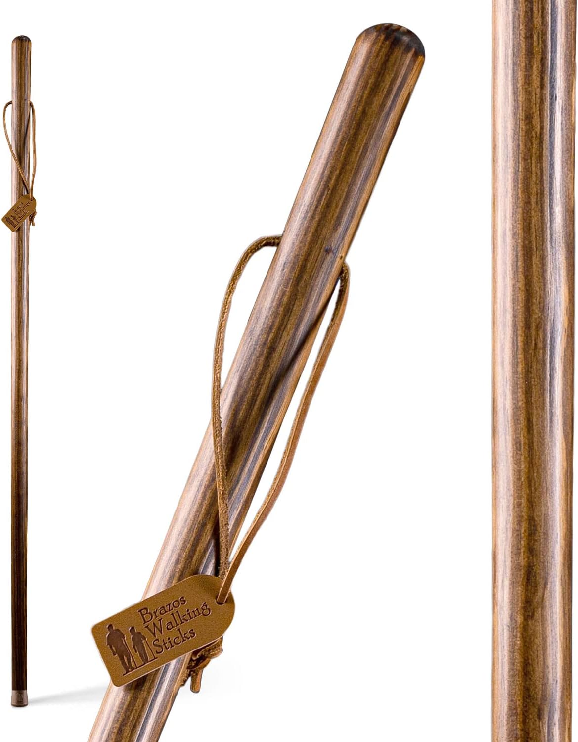 Brazos Handcrafted Wood Walking Stick, Pine, Trekker Style Handle, for Men & Women, Made in The USA