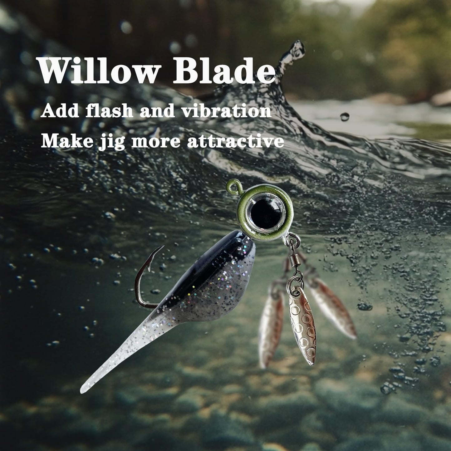 Fish Corner Crappie Jigs Underspin Jig Heads 3D Eyes Crappie Jig Heads Fishing Jig Heads for Crappie Bluegill 10 Packs 1/32oz