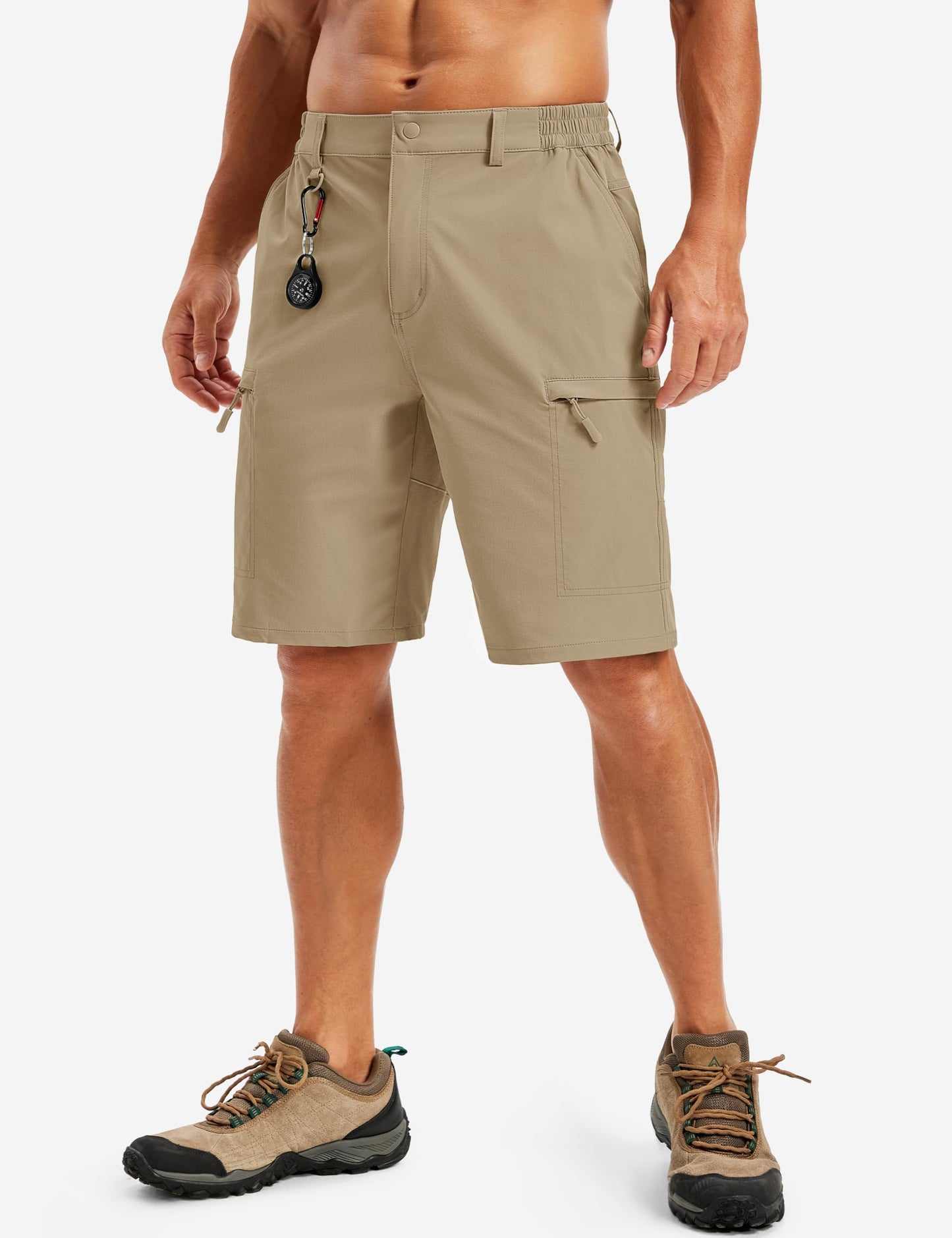 TACVASEN Men's Shorts 10" Lightweight Quick Dry Cargo Shorts with Pockets for Hiking Golf Fishing Workout Travel Khaki 32