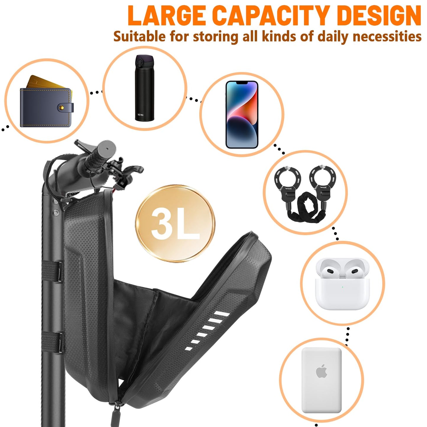 SHTALHST Scooter Lock, Universal Scooter Bag, Electric Scooter Accessories, Electric Scooter Locks Anti Theft, Rugged Secure Chain Locks for Bikes, Scooters, Segway Ninebot and NIU,Black