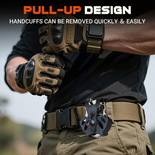 Upgrade Polymer Handcuff Case for Most Chain or Hinged Cuffs,Fits ASP, Quick Release Law Enforcement Duty Handcuff Holster, MOLLE Compatible Belt Clip,Matt Black