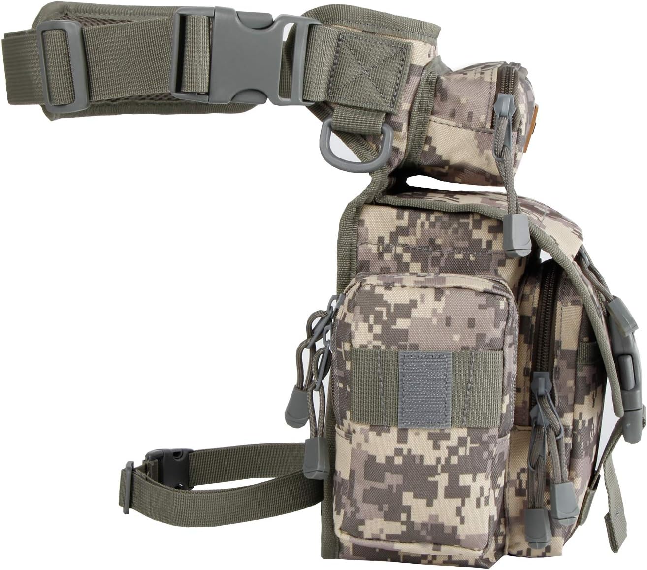 Jueachy Drop Leg Bag for Men Tactical Metal Detecting Thigh Pack with Water Bottle Pouch