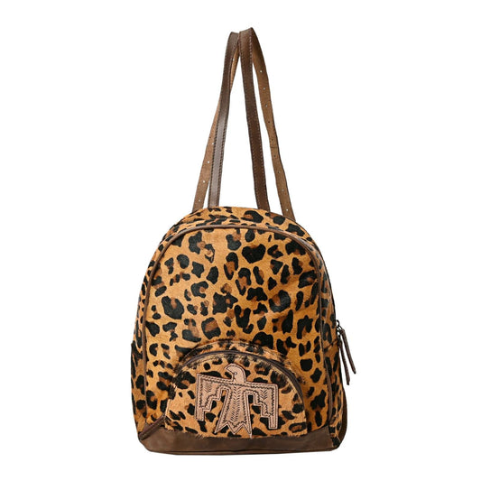 Merbaa Handmade Genuine Cowhide Leather Backpack for Women – Fashion Zipper Closure Bag with Eagle Hand-Tooled Patch, Cotton Lining, Adjustable Straps, Brown Western Style