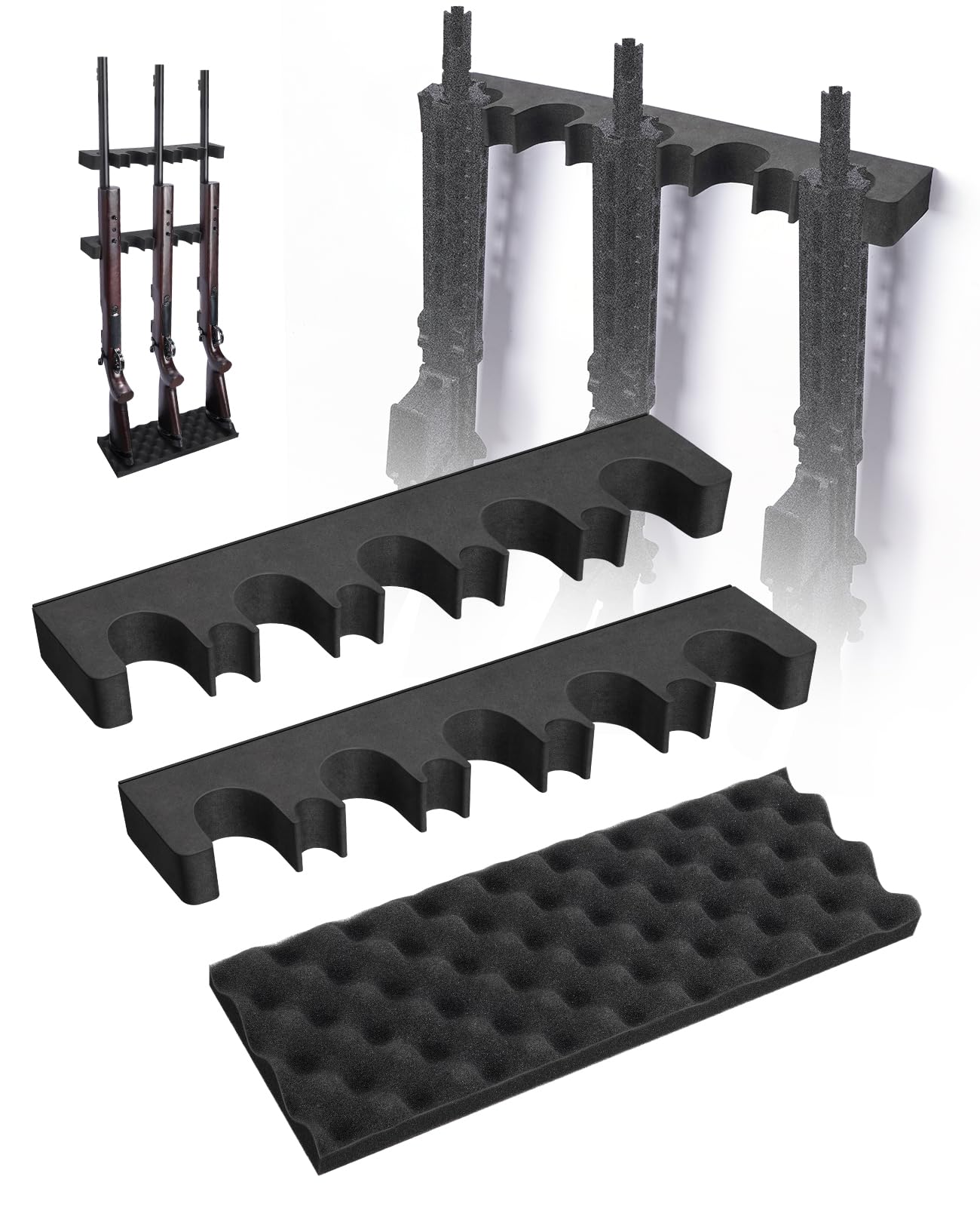 EZshoot Indoor Foam Gun Rack for Storage Rifle Rack with Magnetic Strip Gun Safe Cabinet Accessories Shotgun Holder Quick Access Rack for Outdoor