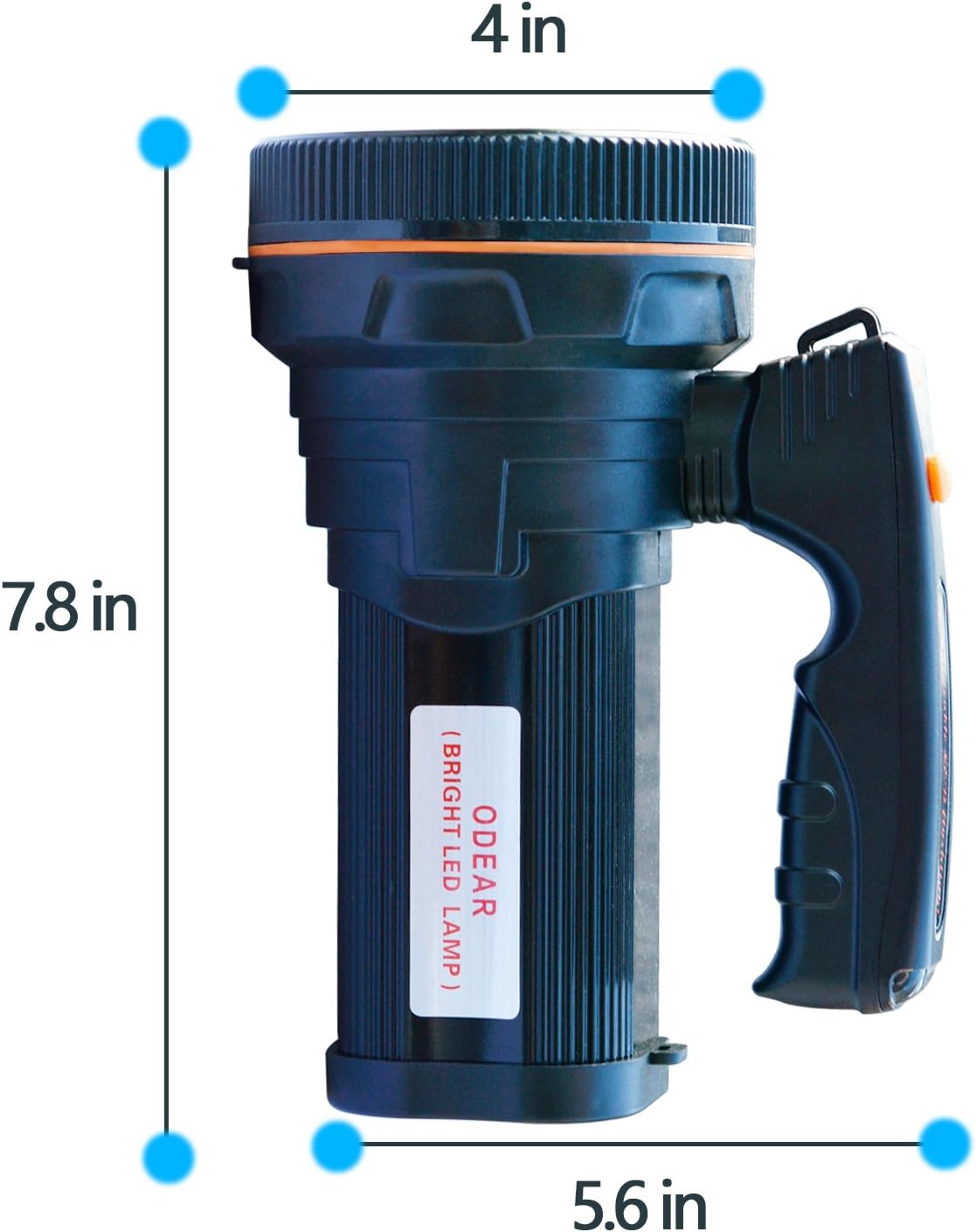 Super Bright Torch Searchlight Handheld Portable LED Spotlight USB Rechargeable Flashlight for Mining,Camping, Hiking, Fishing