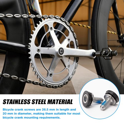 Darlingao 4 Pcs Bike Hex Crank Arm Fixing Bolts, Crank Arm Bolt 8mm, Bike Crank Bolts, Bicycle Crank Screw, Bike Crankset Bolt, Bicycle Bottom Bracket Axle Bolts for Bicycle Square Hole M8