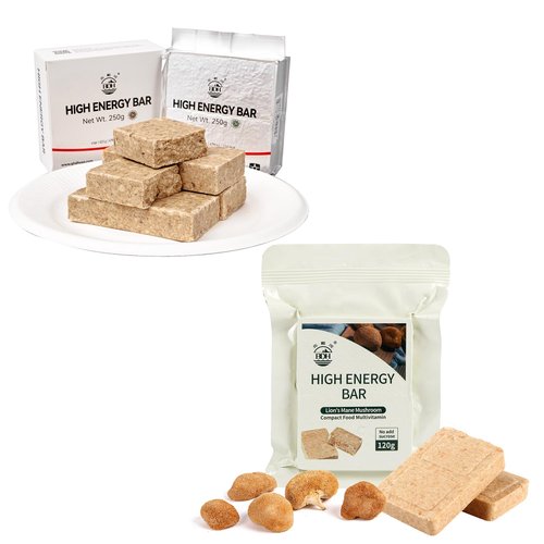 Emergency Food Ration Bars, Survival Tabs Supply for Outdoor Camping Snowstorm Earthquake Disaster Preparedness Kit, Original Flavor 250g & Mushroom Flavor 120g
