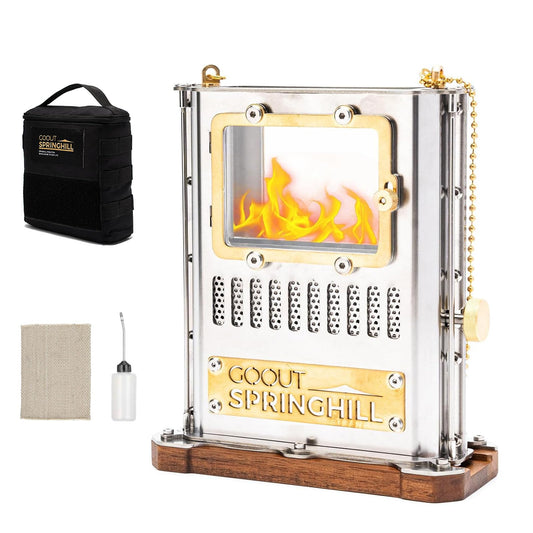 GOOUT SPRINGHILL Camping Oil Lamp Portable Stove Hanging Kerosene Lantern for Outdoor Lighting Warming Silver