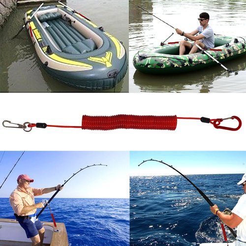 SIWRIOM Fishing Lanyard, Heavy Duty Coiled Lanyards Stainless Steel Wire Inside, Safety Rope Extension Cord Tether Retractable Fishing Accessories for Rods, Pliers, Boating, Paddles, Kayak