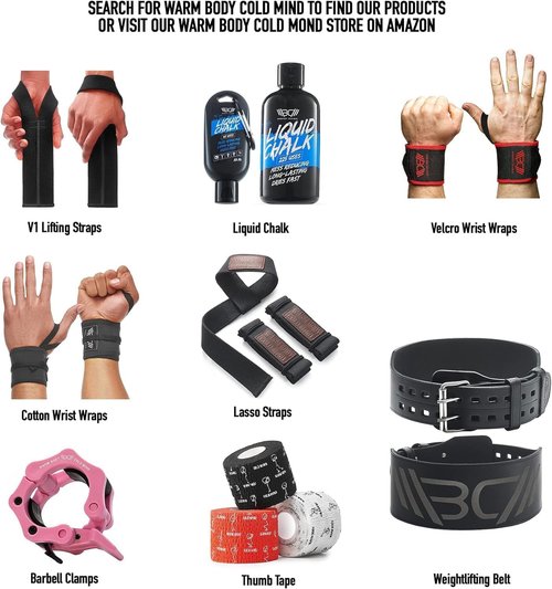 WARM BODY COLD MIND - Weightlifting Wrist Wraps for Cross Training, Powerlifting, Deadlift, Gym, Workout, Exercises & Fitness, Premium, Heavy-Duty Wrist Support, Thumb Loop (12" Black)