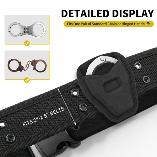 Open Top Handcuff Case, Handcuff Pouch for Duty Belt, 600D Nylon Cuff Holder Holster Accessories for Standard Chain or Hinge Handcuffs