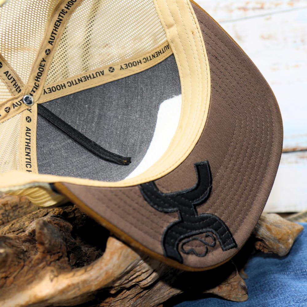 HOOEY Adjustable Snapback Trucker Hat with Cactus Ropes Logo (Brown/Tan)