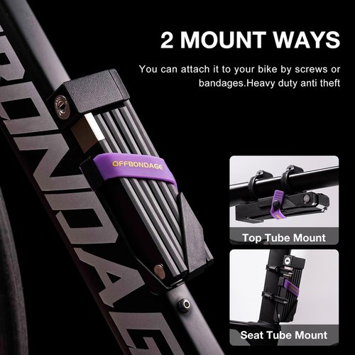 OFFBONDAGE Folding Bike Lock with Mounting Bracket Bicycle Locks Anti Theft with 360° Rotating Lock Head Waterproof and Scratch Resistant Foldable Bike Chain Lock
