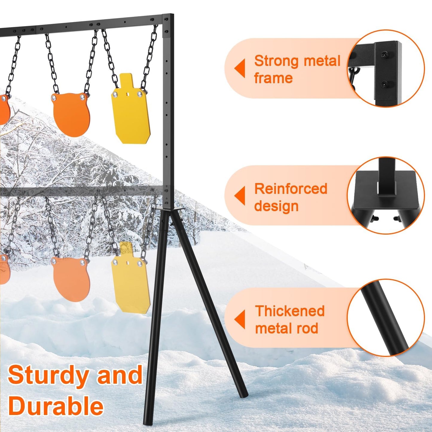 GADFISH Steel Target Stand, AR500 Shooting Target System, 63 Inch Adjustable Height, 3/8 Inch Steel Targets Stand Shooting Range, Heavy-Duty AR500 Metal Targets Complete Kit Combination