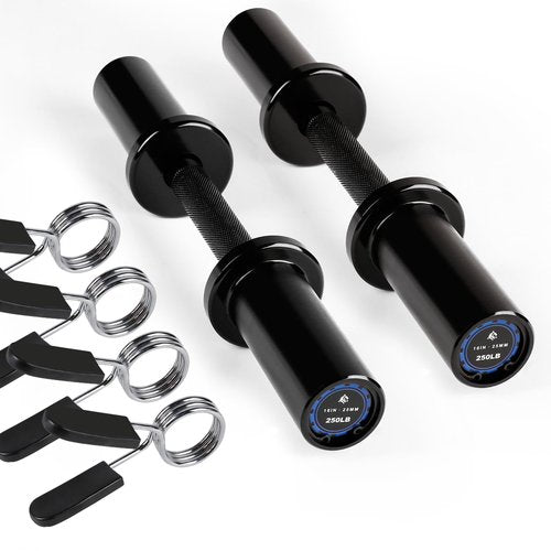 LIONSCOOL 16"Loadable Dumbbells Pairs, Olympic Dumbbell Bar/Handle for Strength Training, Compatible with 2’’ Standard Plates (Overall Black)