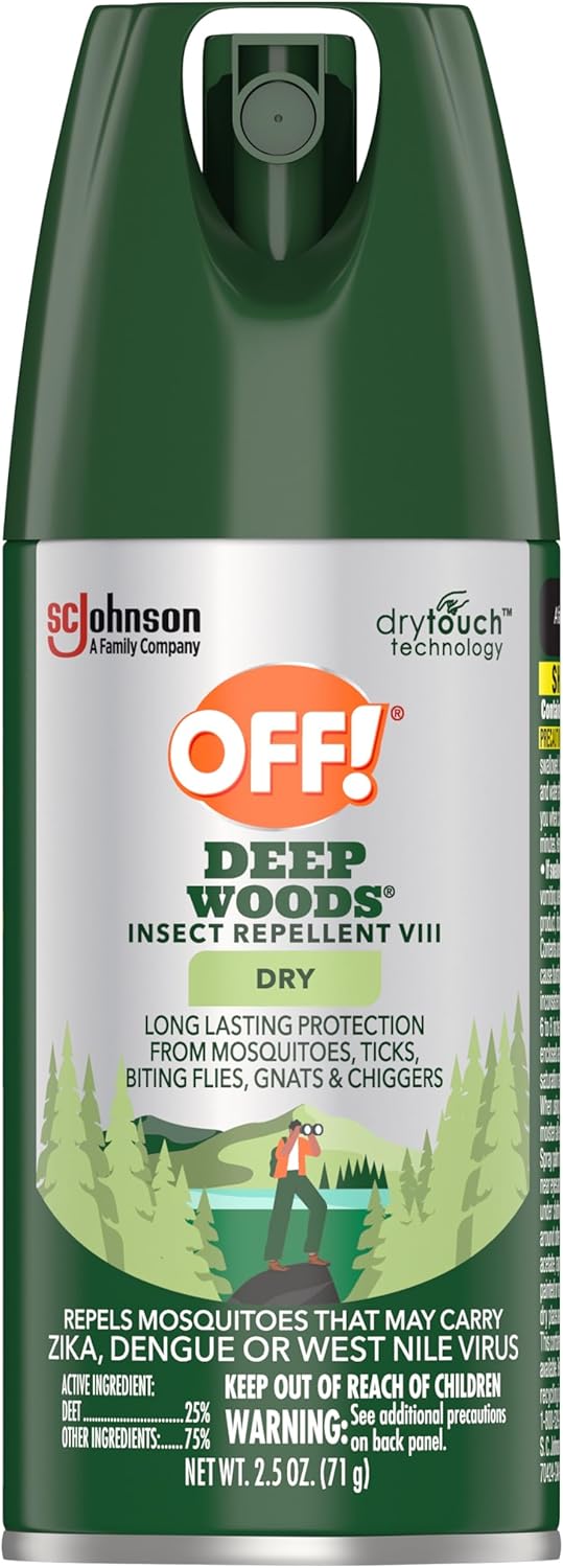 OFF! Deep Woods Insect Repellent Aerosol, Dry, Non-Greasy Formula, Bug Spray with Long Lasting Protection from Mosquitoes and Ticks, 2.5 oz (Pack of 12)