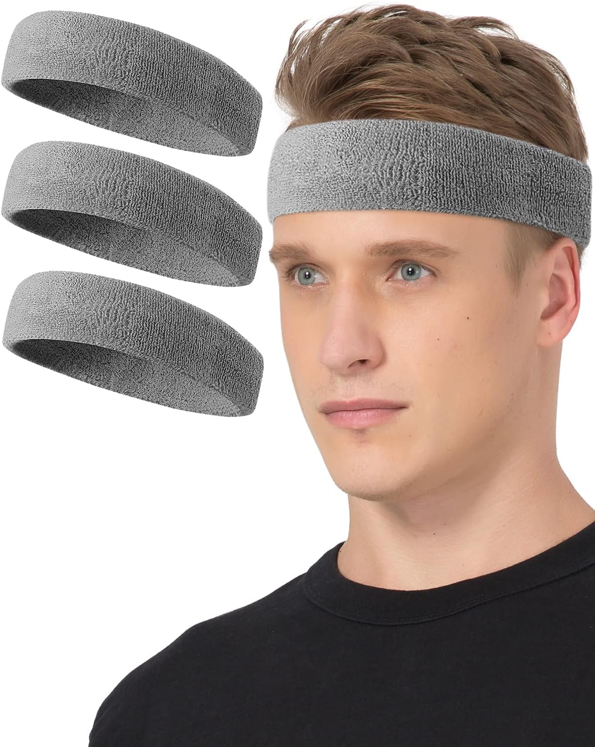 Tanluhu Sweatbands Sport Headbands for Working Out, Execise, Tennis, Basketball, Running - Terry Cloth Athletic Sweat Cotton Headband Outdoor for Men & Women