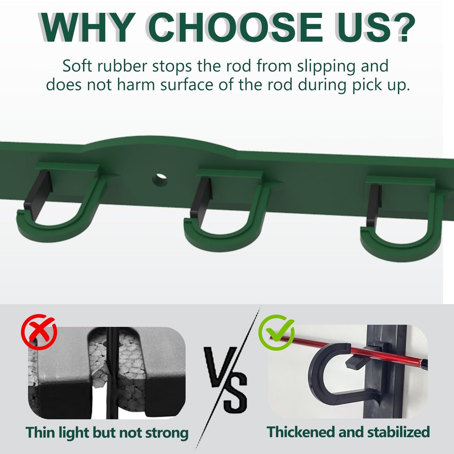 Aventik Vertical/Horizontal Fishing Rod Holder For Garage, Wall, Ceiling Holds Up To 6/12 Fishing Pole Holders (Green)