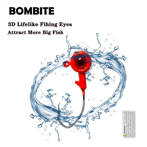 Bombite Crappie Jig Heads, 40pack Crappie Jigs Fishing Jig Heads Hook Lure Fishing Jigs Heads for Bass Fishing 1/16oz
