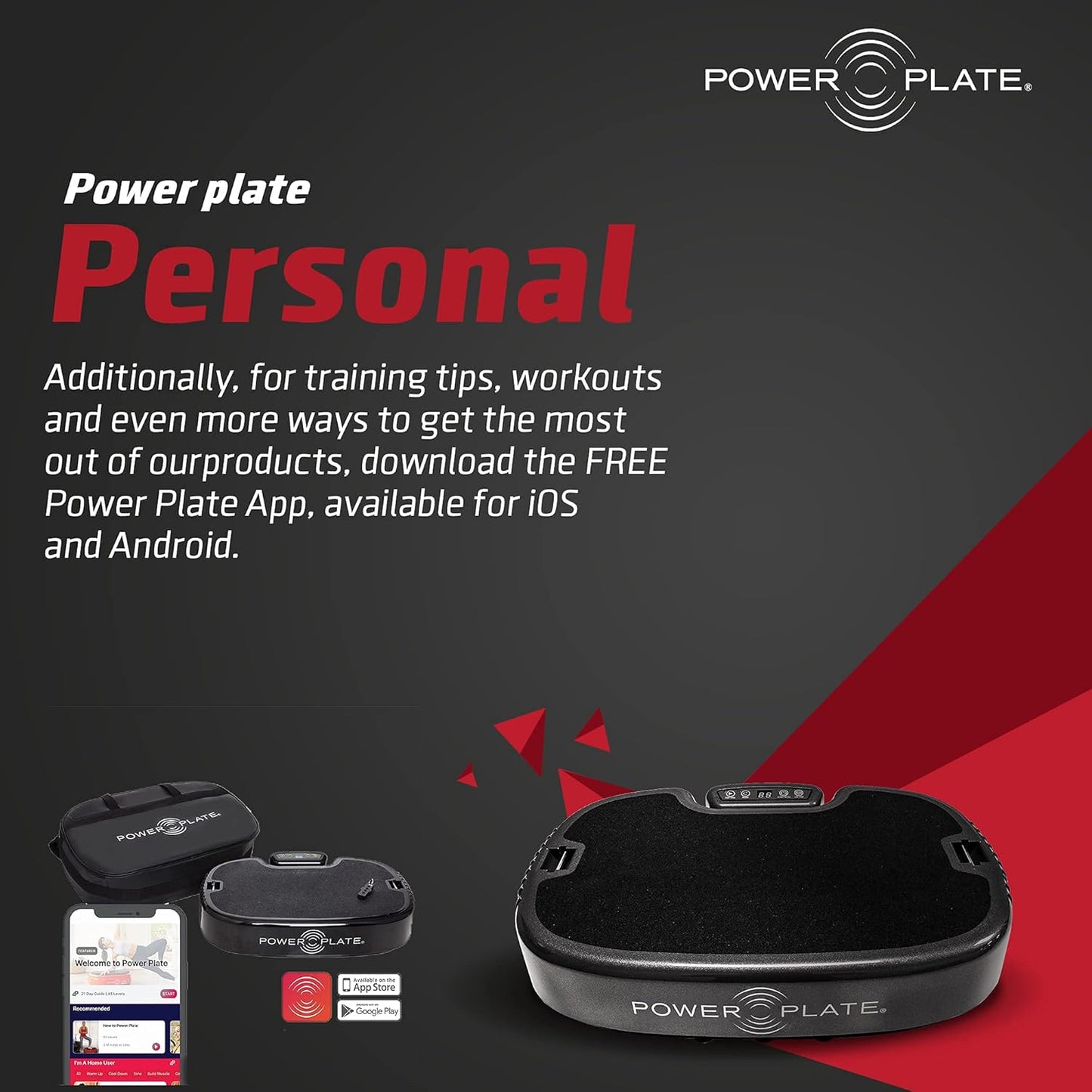 Power Plate Personal Vibrating Exercise Tool, Increase Core Strength, Improve Balance and Stability