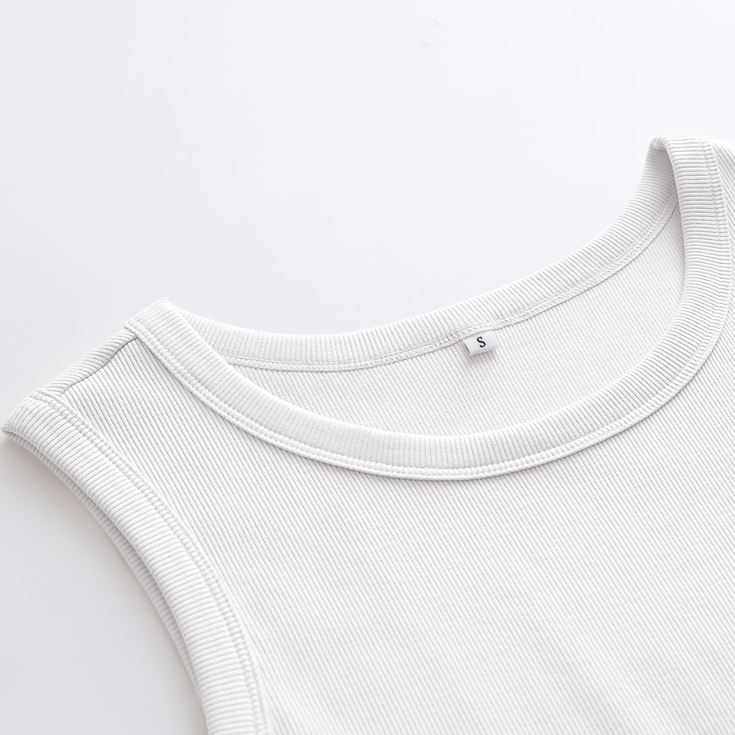 ANRABESS Womens Sleeveless High Neck Tank Tops Fashion Summer Casual Basic Slim Fit Ribbed Racerback Top Shirt Clothes White-M