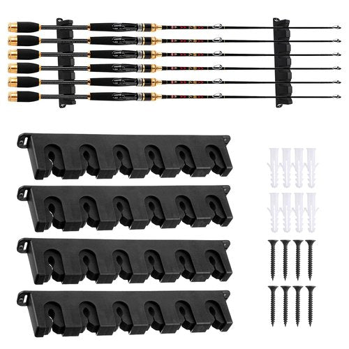 Lemecima 2 Pairs Fishing Rod Holders Horizontal Rod Rack, Fishing Pole Holders for Garage, Wall, Ceiling Rod Stand