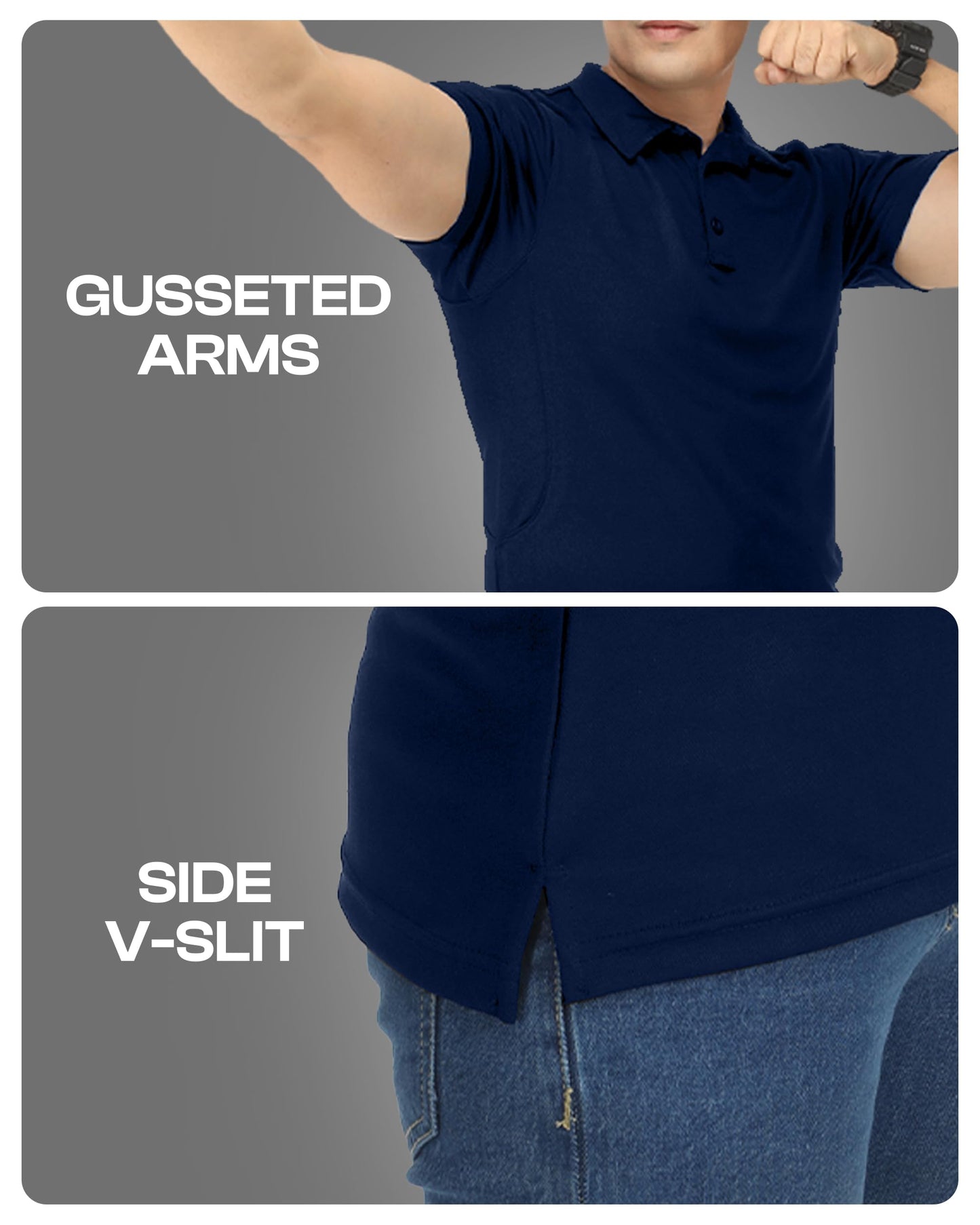 NY Threads Men's Polo Shirt Short Sleeves UPF 50+ Quick Dry Performance Tactical Pique Jersey Golf Shirt, X-Large, Navy Blue
