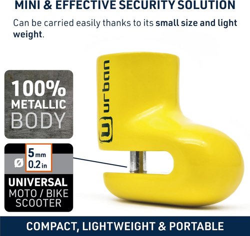 Compact Motorcycle Disc Lock - Universal Anti-Theft Brake Lock for Bikes & Scooters, Lightweight & Portable, ø5mm Steel Design