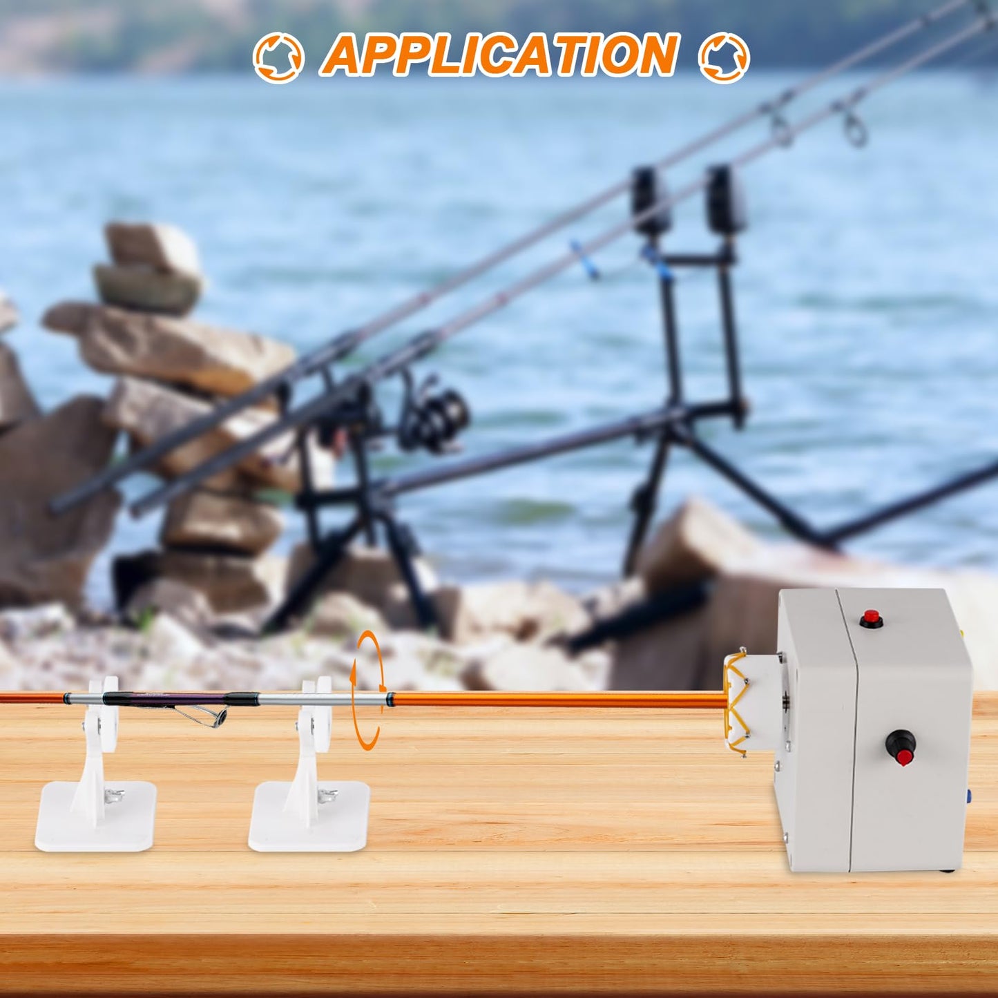 Automatic Reversal Fishing Rod Building Drying System, 0-40RPM Adjustable, 100-240V DIY Electric Fishing Rod Building Winding Machine, Building Repair Wrapping Station with Foot Switch