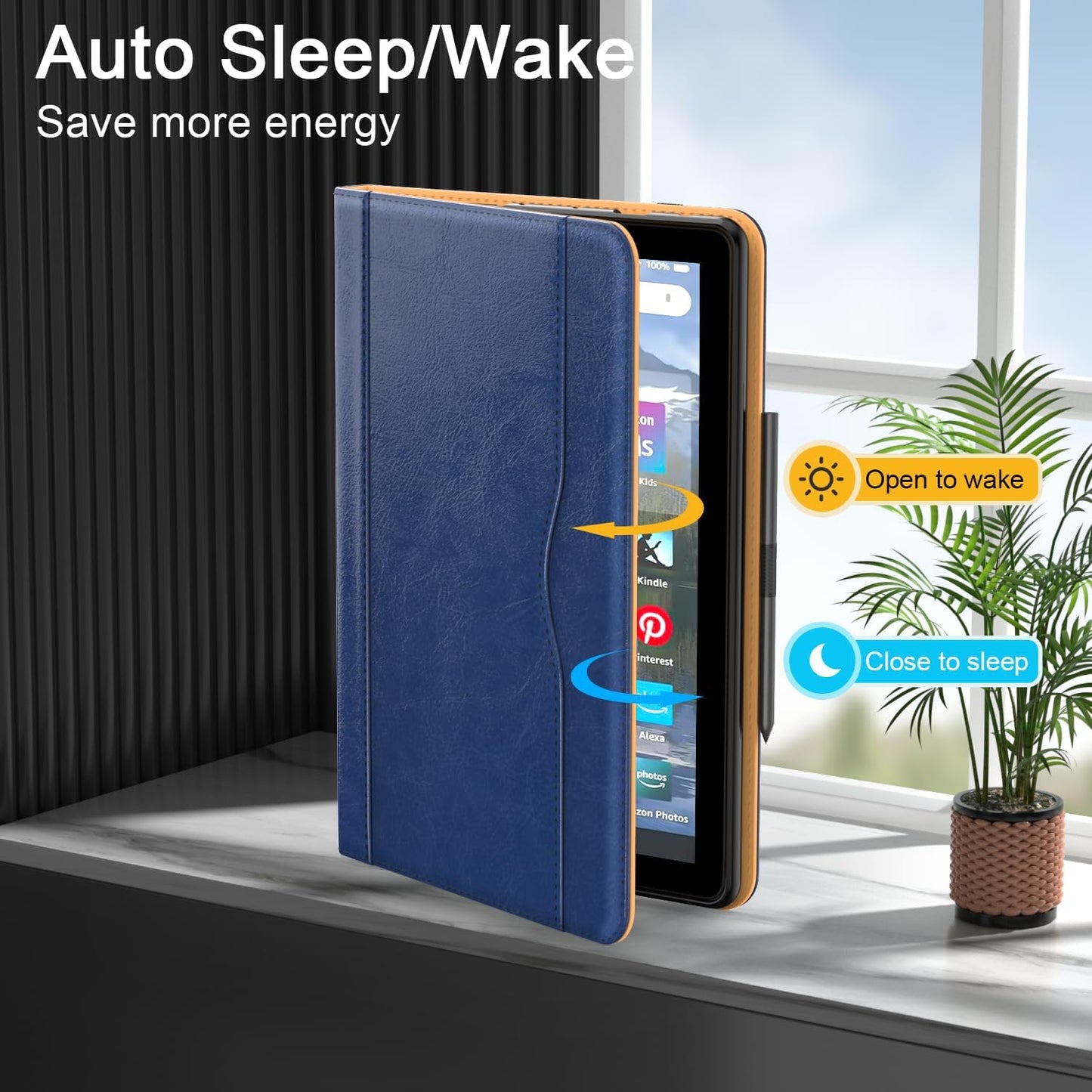 for 10 Tablet Case (13th/11th Generation 2023/2021 Released), PU Leather Folio Cover with Multi-Angle Stand/Pen Holder, Auto Wake/Sleep for 10/10 Plus, Black