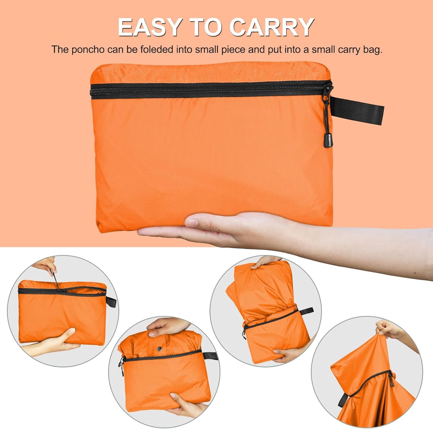 Andake Waterproof Rain Poncho for Adults Unisex,230T Ripstop Polyester,Raincoat Gear with Transparent Viewing Window Outdoors