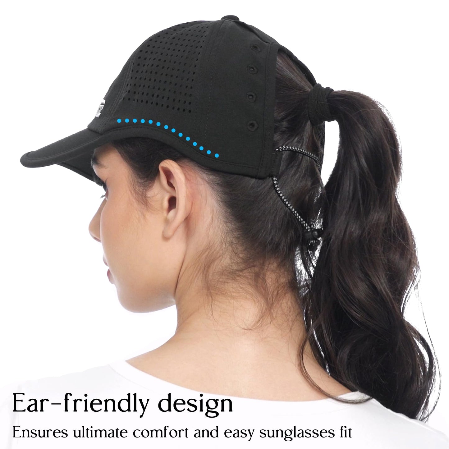 GADIEMKENSD Running Ponytail Hat for Women Dri Fit Baseball Cap Mesh Cooling High Messy Bun Ponycap Breathable Foldable Reflective Sports Hats for Workout Hiking Gym Golf White