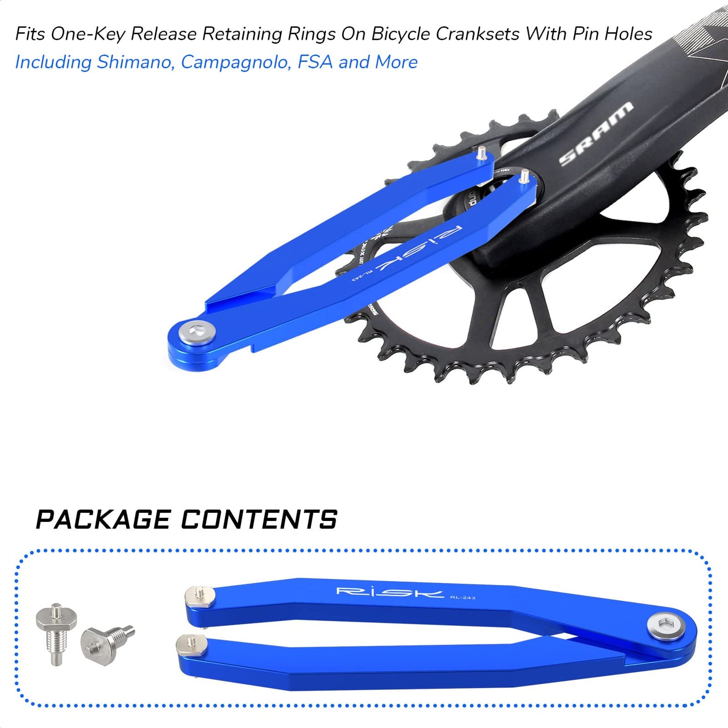 KIEVODE Pin Spanner for Bike Crank Arm Caps - Box End and Adjustable Pin Wrench for Shimano, Campagnolo, FSA, and More Mountain and Road Bicycles - MTB Tool