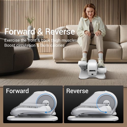 Under Desk Elliptical Machine, Ellipse Leg Exerciser for Seniors, Quiet & Portable Electric Seated Eclipse Exercise Training Machine with Remote, 12 Speeds & Mute Function, Manual & Auto Mode (White)