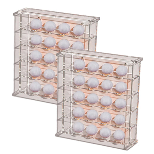 2 Packs 5-Layer Acrylic Golf Ball Display Case Wall Mount Table Tennis Ball Display Shadow Box Holds 20 Balls