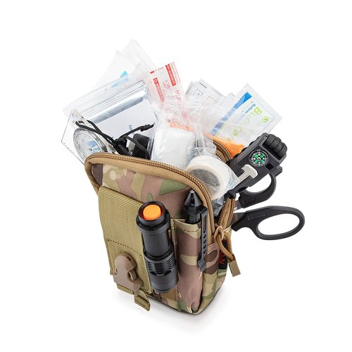 Tactical Waist Pouch MOLLE EDC Pouch Outdoor Man Waist Bag with Phone Belt Clip Holder Holster Carrying Pouch for Smartphone (WholeBlack+Easy Carabiner)