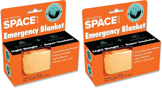 Space Brand Emergency Blanket - Orange/Silver - Waterproof and Windproof Fi