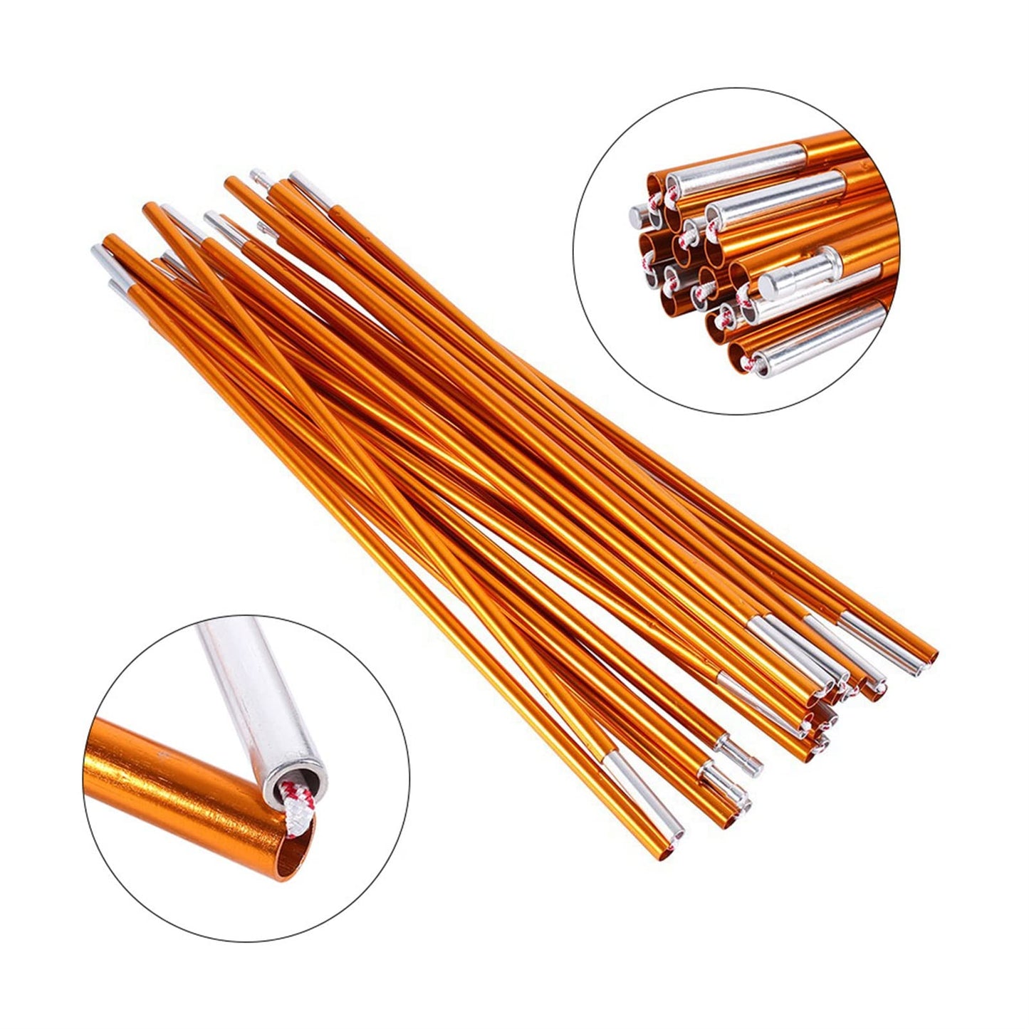 2pcs Tent Poles Replacement 13.28ft, Aluminum Tent Pole Repair Kit, 11 Segments Flexible Tent Poles for Camping Hiking Backpacking Tent, Rod Diameter 0.33 inch / 8.5mm