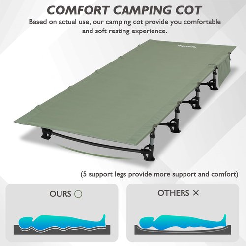 Buymoth Ultralight Folding Tent Camping Cot Bed Lightweight Backpacking Cot Without Tools Hiking Cot Portable Camping Bed for Adults Camping Hiking, Travel, Home, Army Green